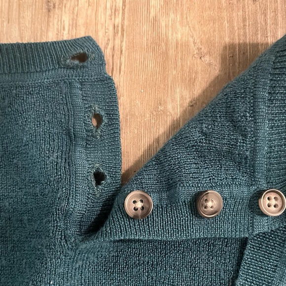 Vintage Banana Republic Deep Teal Marino wool sweater w/ buttons (med) - Picture 11 of 15